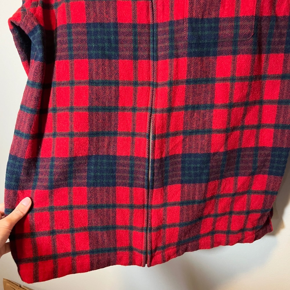 Lauren Ralph Lauren Red Plaid 100% Lambswool Full Zip Shirt Jacket Men's Large - Picture 5 of 11
